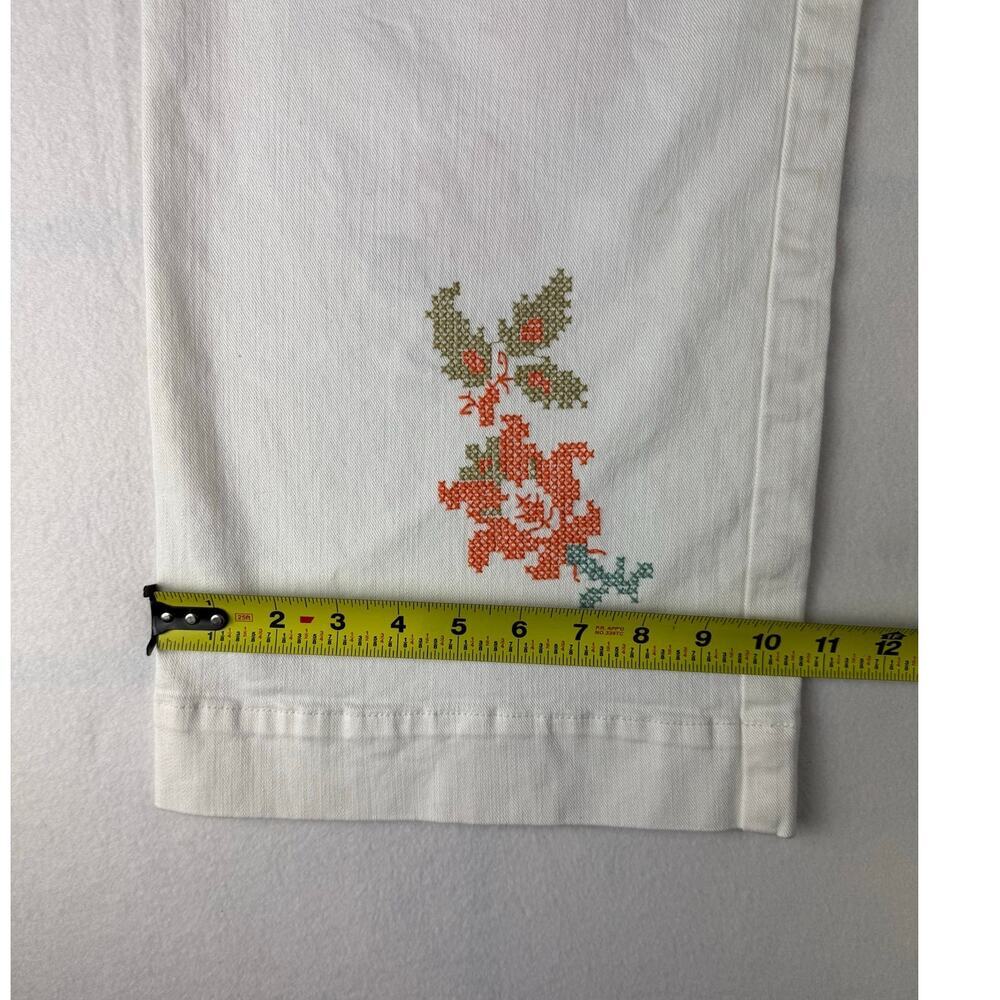 Maeve Anthropologie Colette Floral Embroidered White Jeans 28 - Picture 5 of 10
